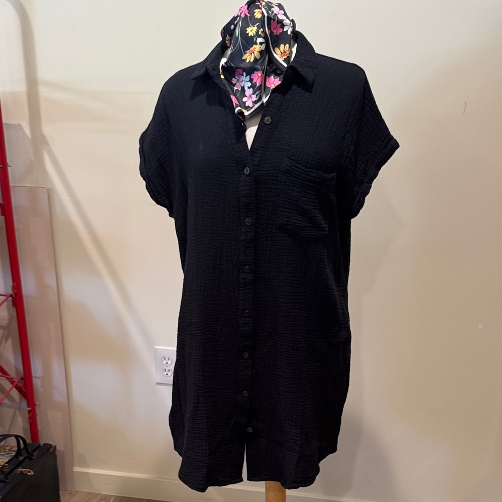 Black Button-Up Midi Dress